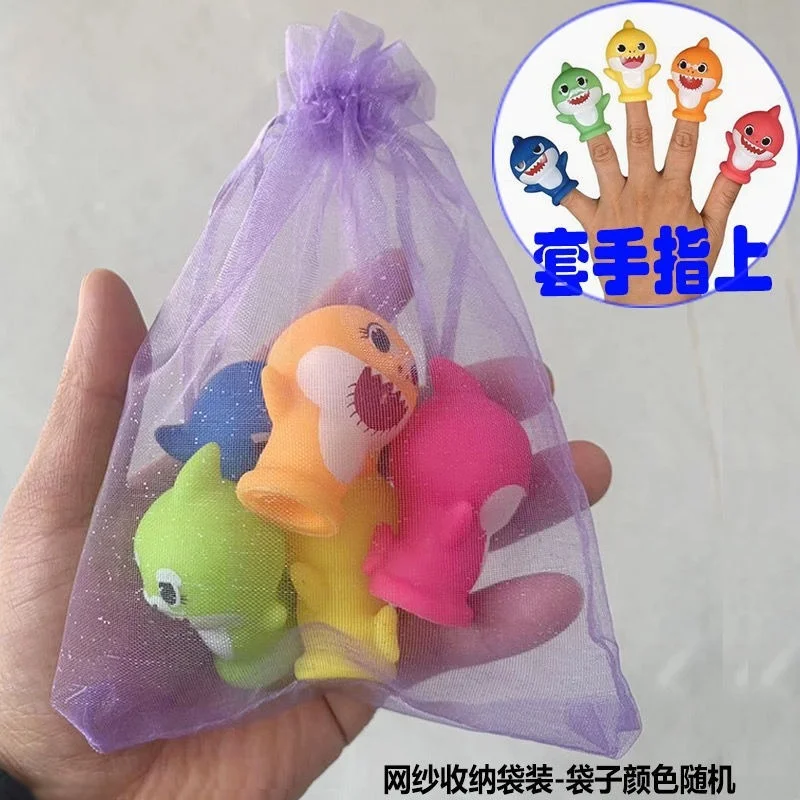 Игрушка "Маленькая акула-малыш" - мультяшный зверушка из 5 штук для пальчикового театра, ролевых игр, рассказывания историй, плоскодонная тканевая кукла, образовательные игрушки для детей, подарок.