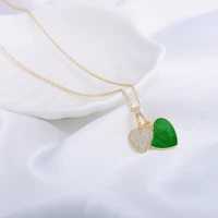 japanese and korean fashion green love pendant female 2022 new popular heart shaped simple necklace all match jewelry gifts