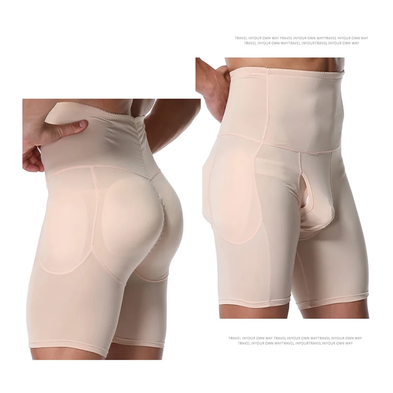 Men Bodysuits Mesh Boxer Buttocks Lifter Enlarge Butt Push Up Pad Underpants Penis Pouch Panties Sexy Padded Underwear Shapewear
