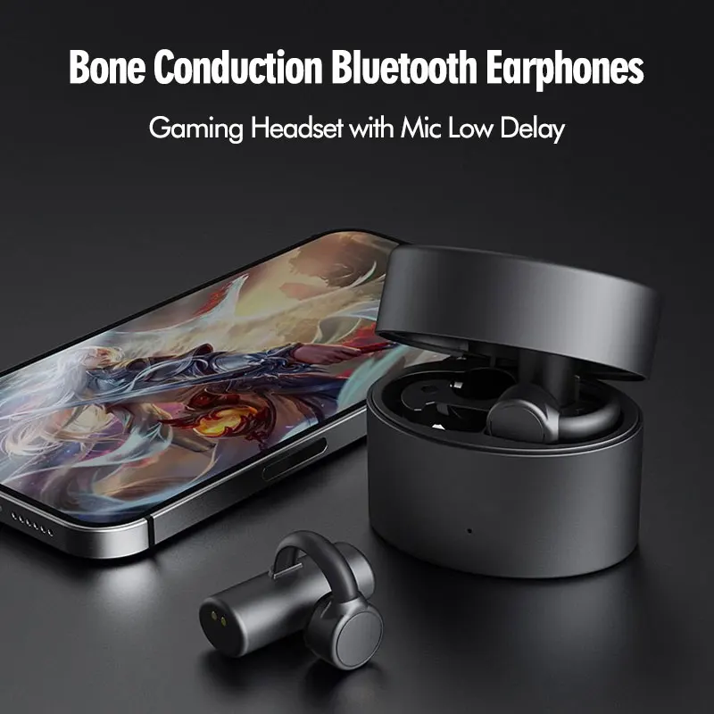 

Second Generation Bone Conduction Earphone Blutooth Headphone Active Noise Canceling HiFi Stereo Gaming Headset w Mic Low Delay
