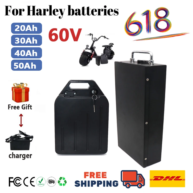 Фото 100% оригинальная литиевая батарея Harley 60V 20Ah 30Ah 40Ah 50Ah для электромотоциклов, совместимая с CityCoco Harley.  ✅ №1