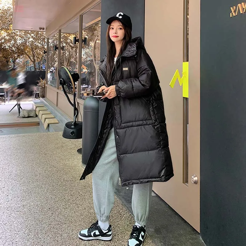 High Quality Long Hooded Puffer Jackets for Women Winter Basic Clothing Korean Teenage Girls Fashion Trends Solid Bubble Coats