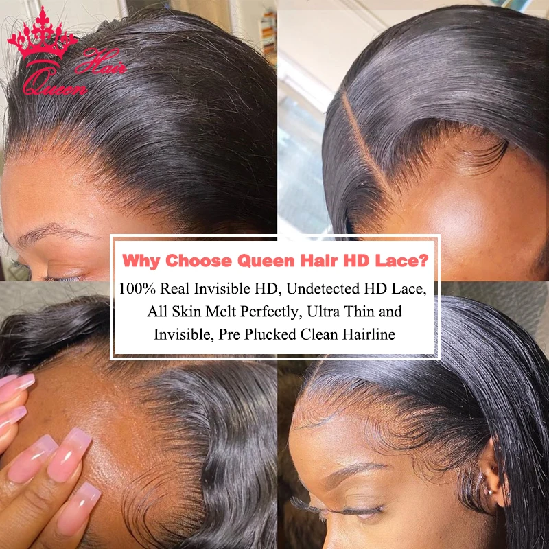 Queen Hair Double Drawn Real HD Lace Wigs Vietnamese Bone Straight Raw Virgin Human Pre Plucked Full End