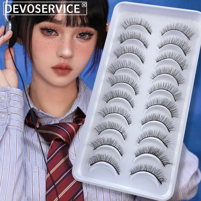 

DEVOSERVICE 10 Pairs Lashes 3D Mink Messy False Eyelashes Handmade Wispy Fluffy Long Lashes Natural Eye Extension Makeup Kit