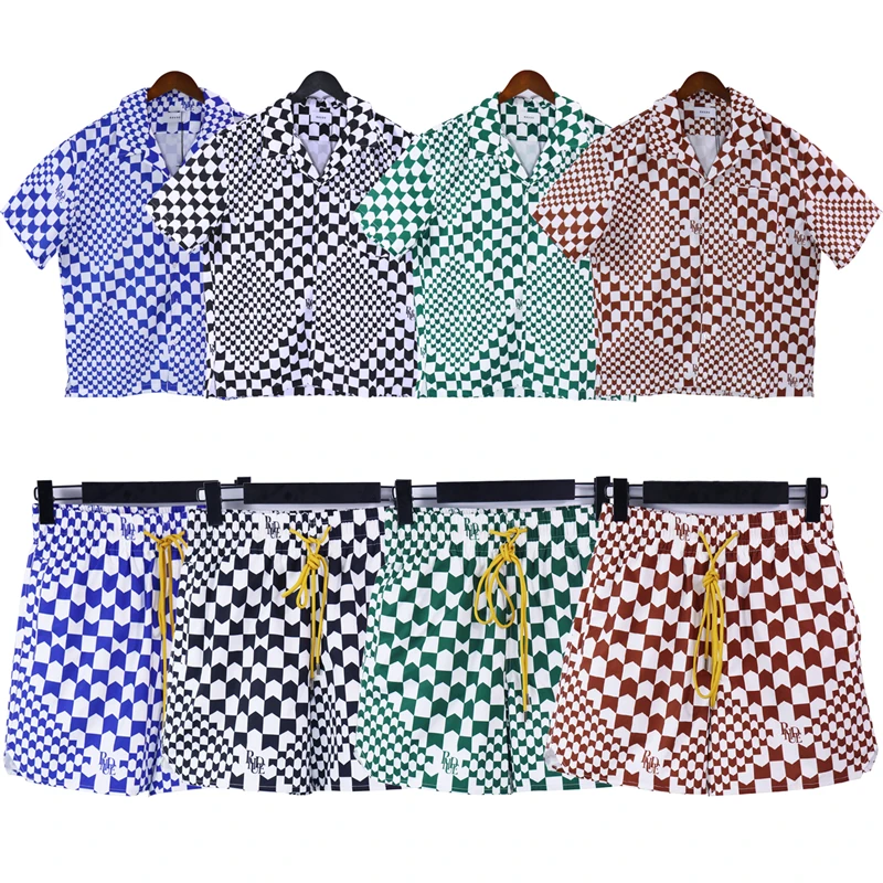 

2023ss рубашка ревеня для мужчин и женщин, Гавайские рубашки лучшего качества, футболка для спортзала