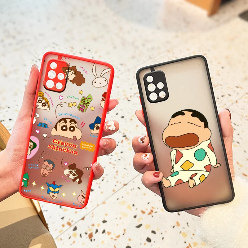 Crayon Shin chan милый для Samsung Galaxy A72 A52 A71 A51 A70 A32 A21S A03S A02S A12 5G 4G матовый полупрозрачный