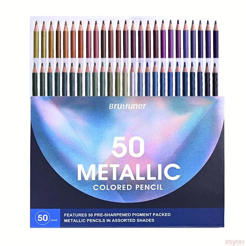 

Золотистый цветной карандаш для художественных эскизов, деревянный художественный жесткий металлический цветной фотокарандаш, мягкие цветные карандаши 50 шт.