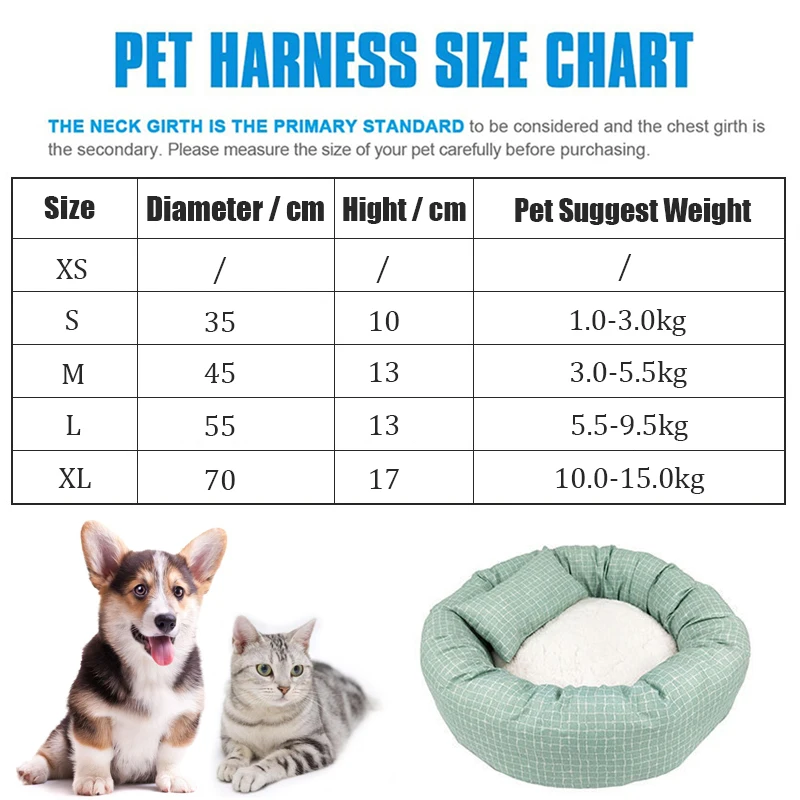 Round Pet Beds for Dogs Cats Soft Cloth Mat with Pillow Animals Sleeping Cushions Sofa Puppy Small Cat House Dog Accessoires |