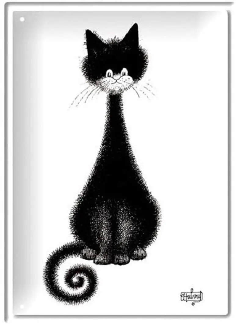 

FRENCH VINTAGE METAL SIGN 20x15cm THE CAT BY DUBOUT SPIRAL TAIL