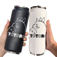 stainless steel totoro thermos creative cans mug portable unisex students personality trendy straw cup water bottles