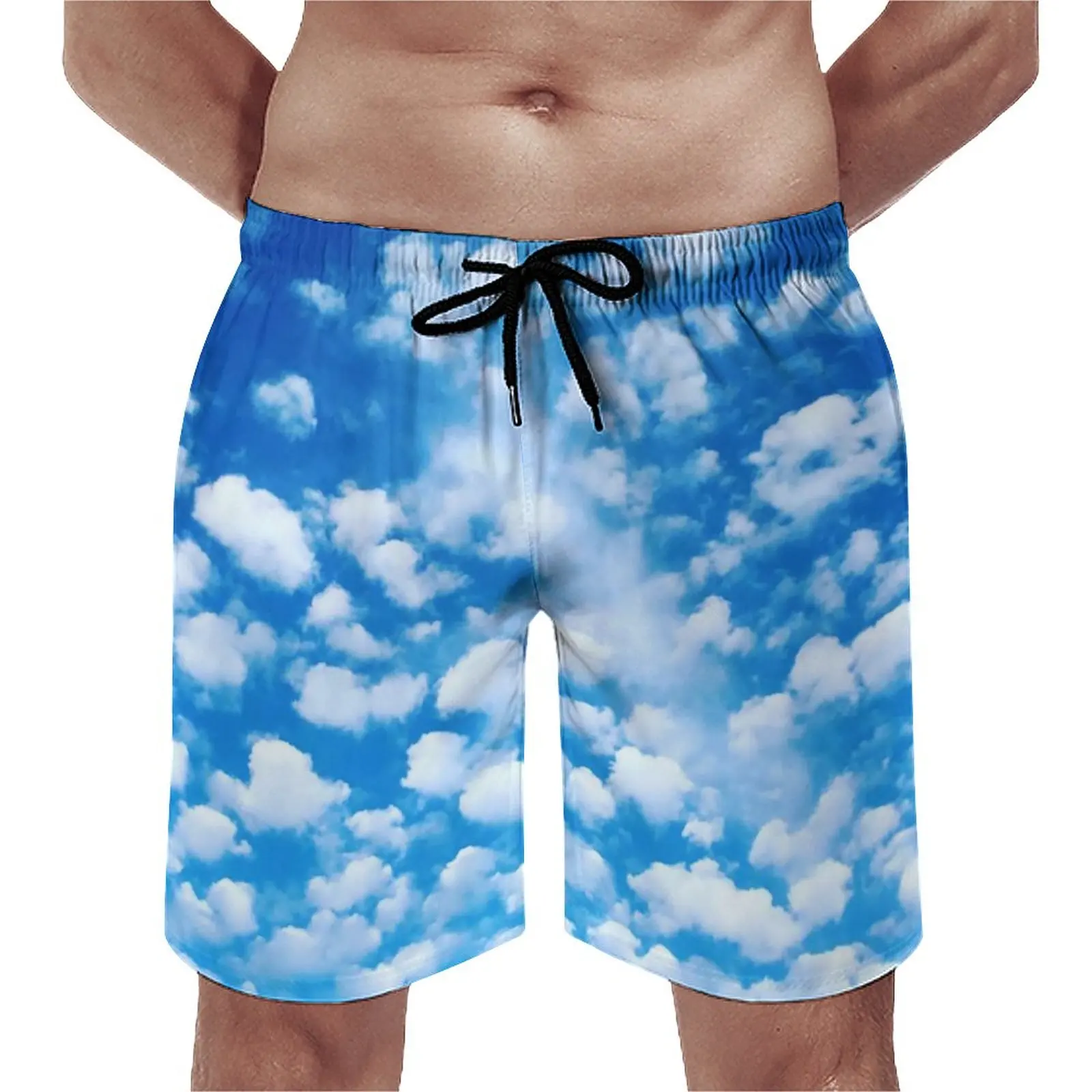 

Summer Board Shorts Cloud Machine Running Surf Blue Sky Print Design Board Short Pants Casual Quick Dry Beach Trunks Large Size
