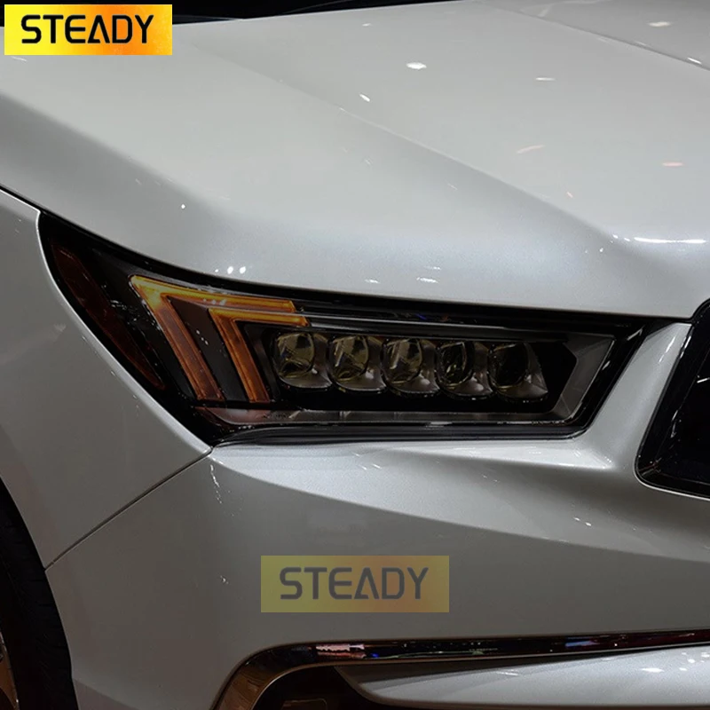 

2 Pcs Car Headlight Protective Film Restoration Protection Transparent Black TPU Sticker For Acura MDX 2017-2020 Accessories
