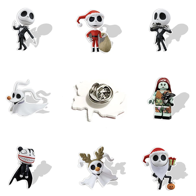 

Disney Jack Skellington and Sally Acrylic Lapel Pins Epoxy Resin The Nightmare Before Christmas Badges Brooches Jewelry MK445