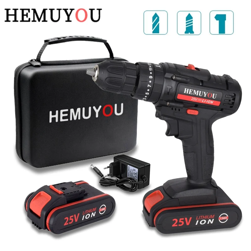 

Cordless electric screwdriver mini electric drill cordless lithium ion battery 21v25V variable speed torque power tool
