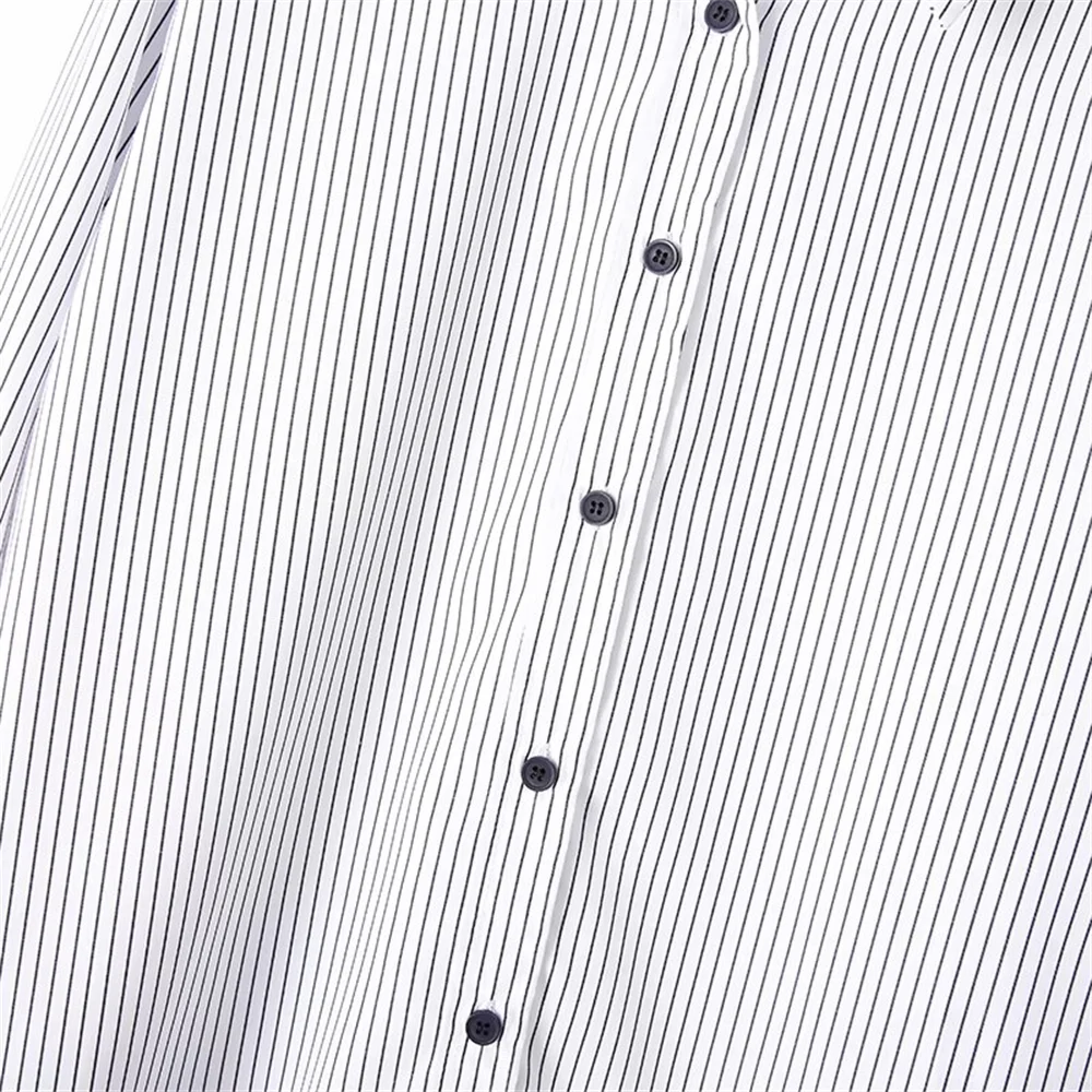 Женская однобортная рубашка в полоску с длинным рукавом