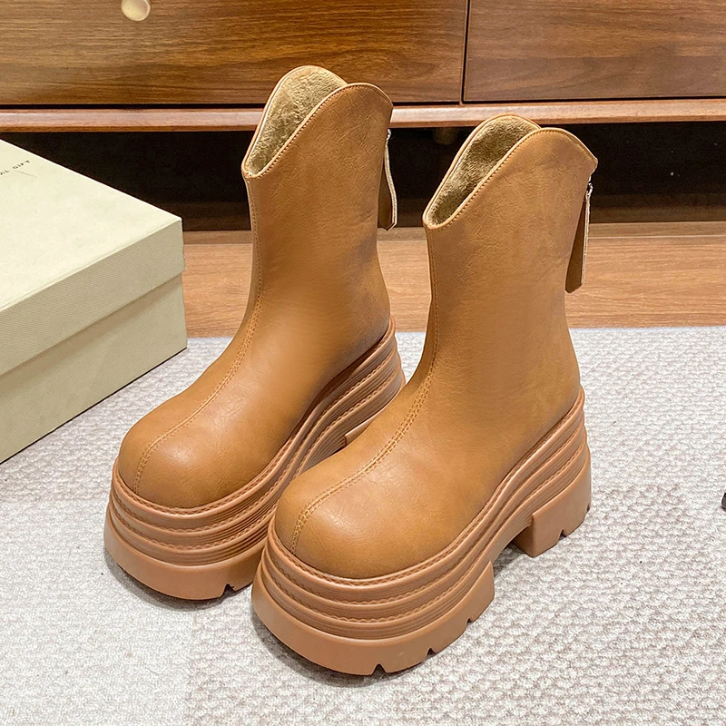 Водонепроницаемые ботильоны из искусственной кожи на высоком каблуке новинка 2025