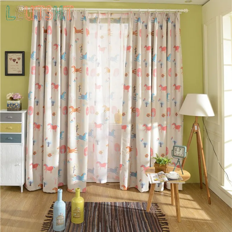 

Cartoon Curtains for Living Dining Room Bedroom Pony Print Curtains Children's Room Window Customization