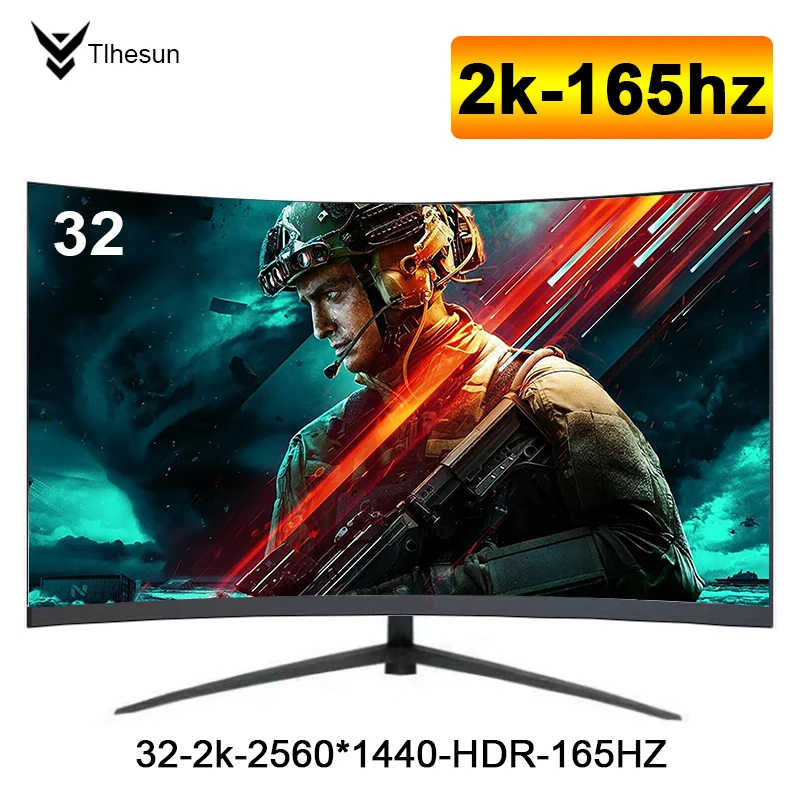 Игровой монитор 32 дюйма Tlhsun - 2k 165Гц разрешение 2560*1440 – экран компьютера 1 мс HDR HDMI/DP