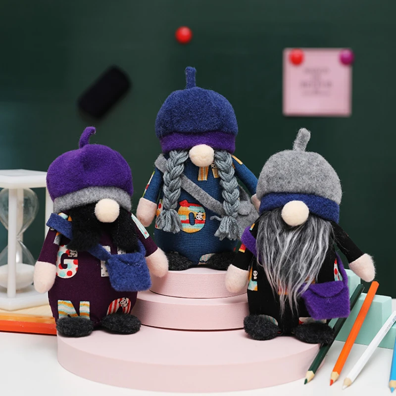 

School season dwarf Rudolph back school bag faceless dwarf doll college kindergarten decorations toy gift