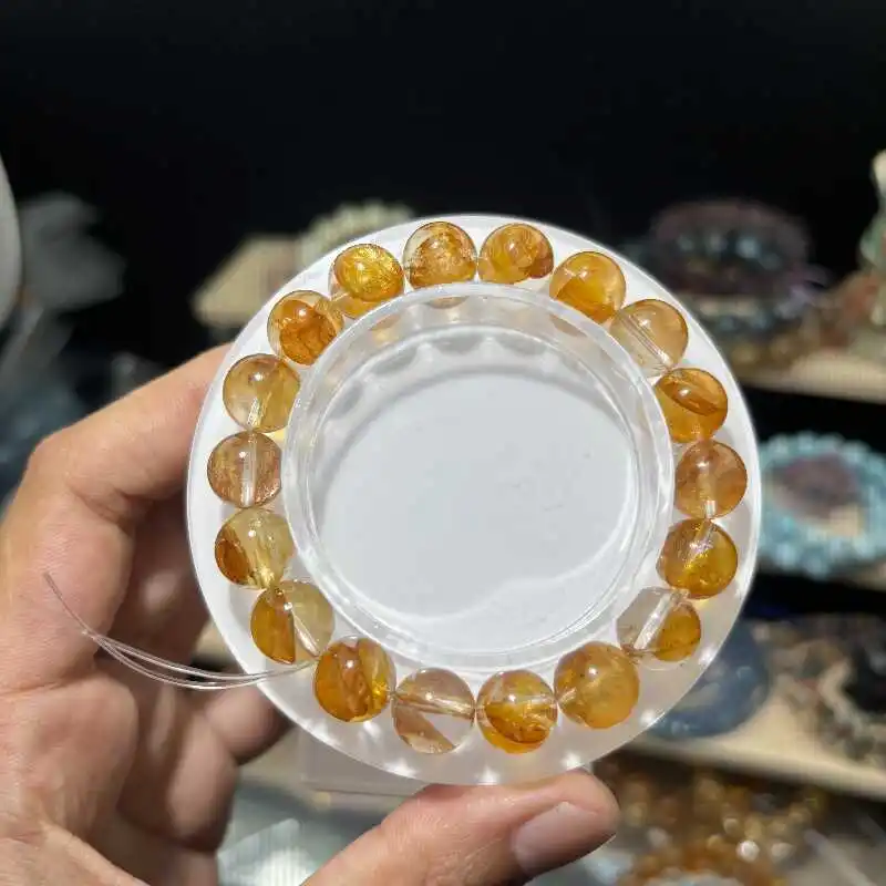 Натуральный желтый пластиковый цветочный орнамент прозрачный нежный браслет