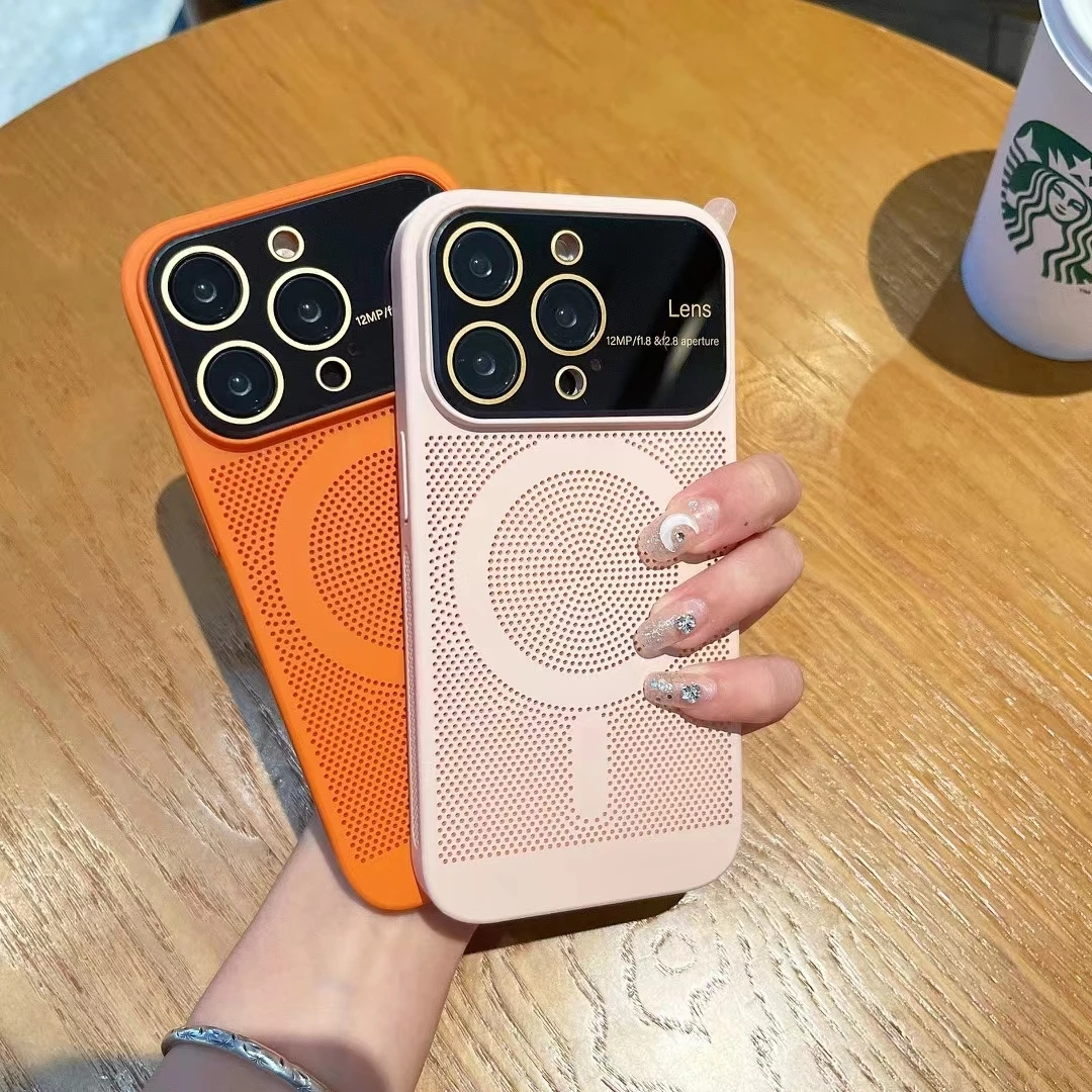 

Luxury Big Window Heat Dissipation For Magsafe For IPhone 14 13 12 11 Pro Max Plus Hard Pc Wireless Charging Magnetic Cover