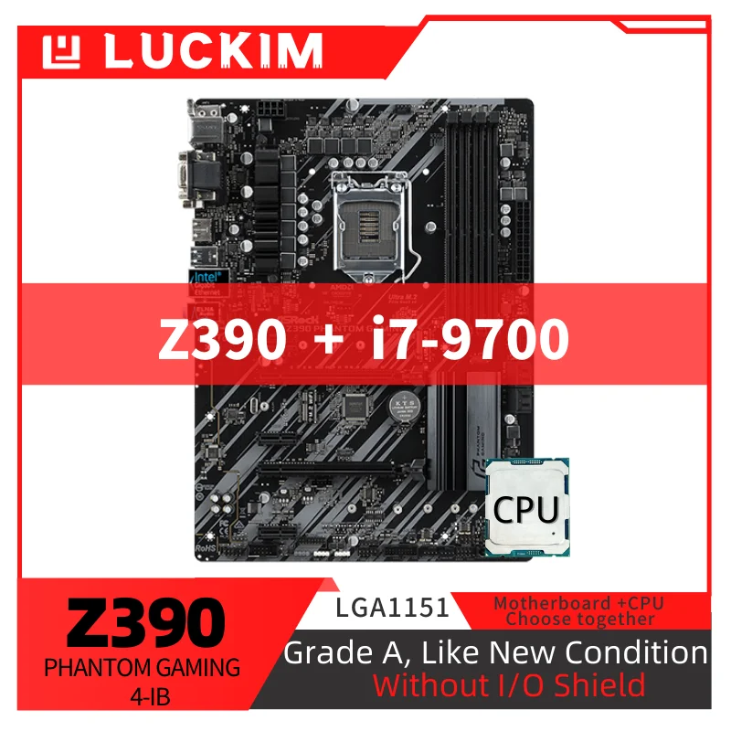 

Восстановленная материнская плата Z390 PHANTOM GAMING 4-IB LGA1151, Семейный комплект с процессором