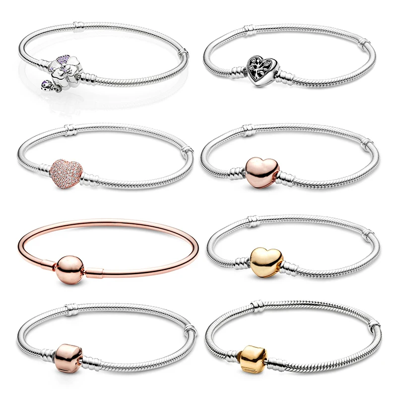 

100% 925 пробы Серебряный карат, браслет pandora, прозрачный браслет для магазина