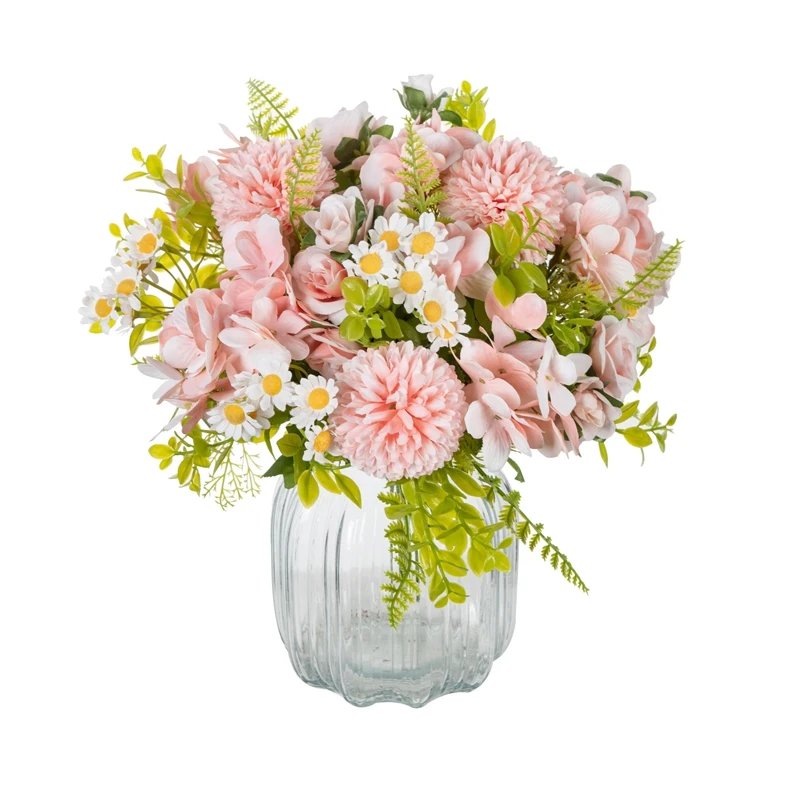 

Artificial Flowers Scrapbook Silk Hydrangea Rose Fake Daisy Christmas Wedding Party Bouquet Vases for Home New Year's Decoration