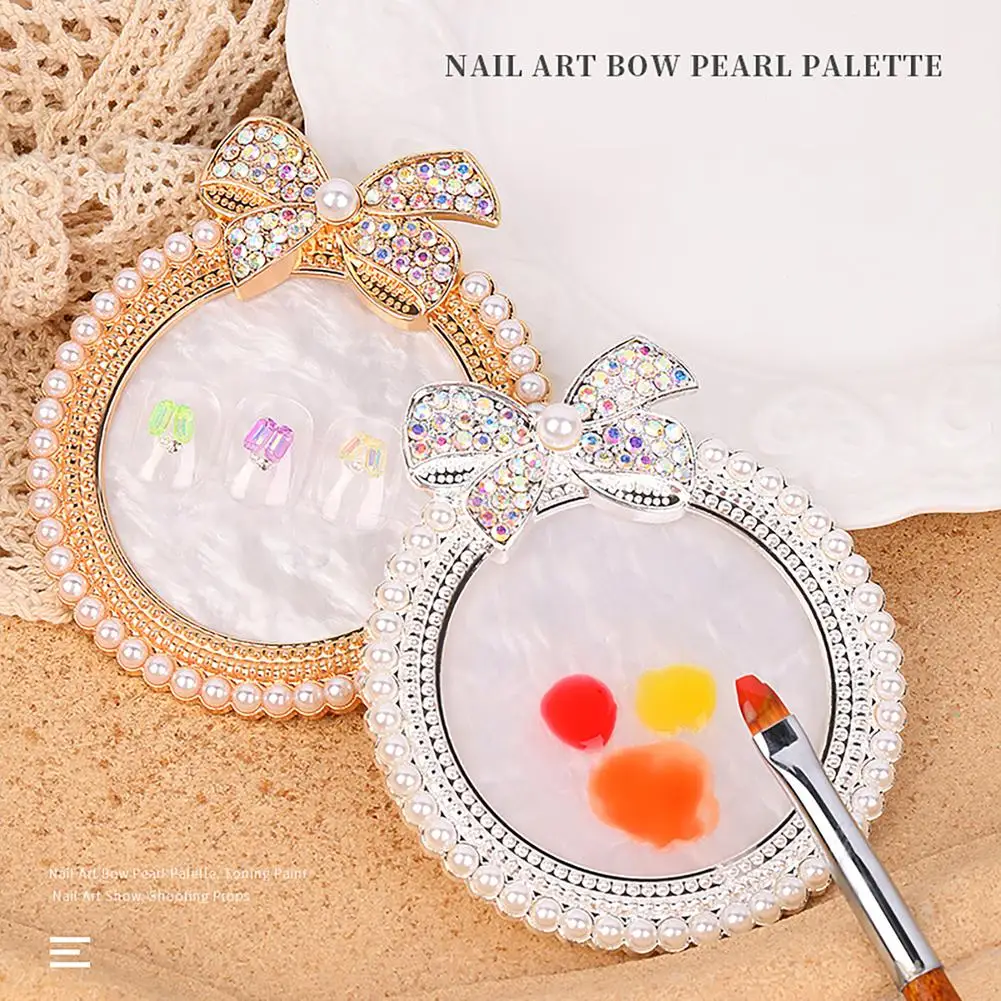 

Nail Art Palette Resin Large Bowknot Pearl Diamond Nail Art Display Board Japanese-style Nail Art Palette