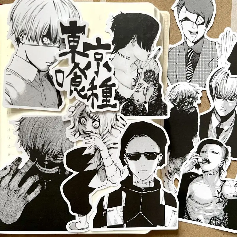 

Tokyo Ghoul Anime Sticker Kaneki Ken Kirishima Toka Black White Manga Style Stickers School Supplies Cute IPad Phone Case Decor