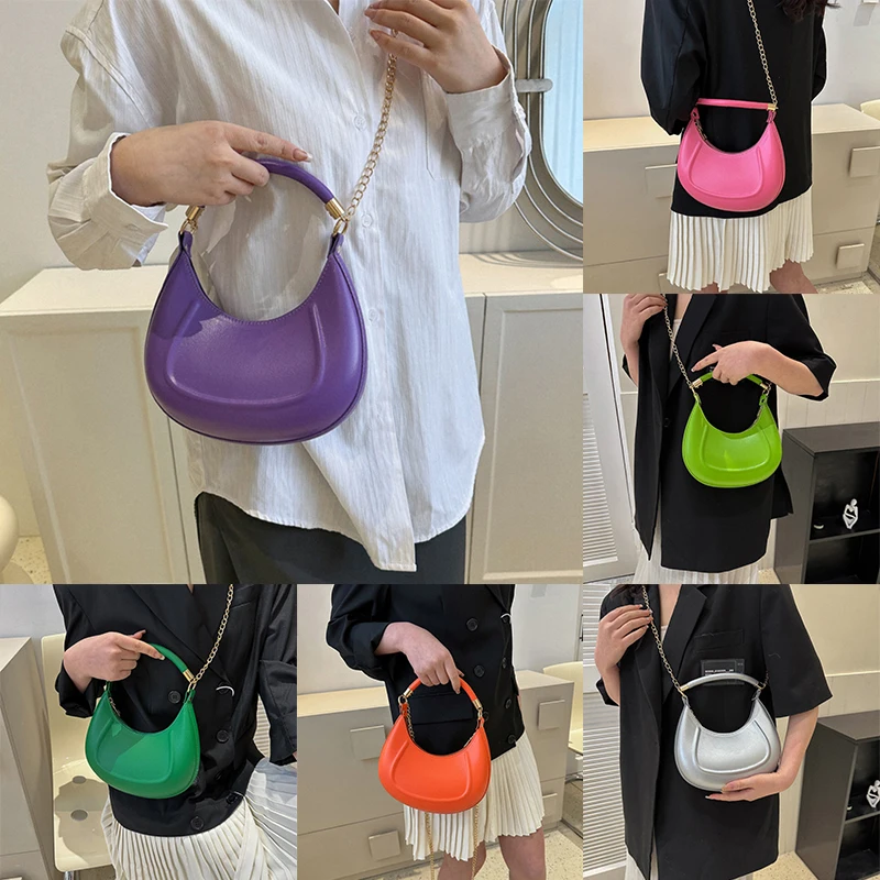 Korean Luxurious Bags Women's Fashion Handbags Retro Solid Color PU Leather Shoulder Underarm Bag Casual Women Hobos Handbags