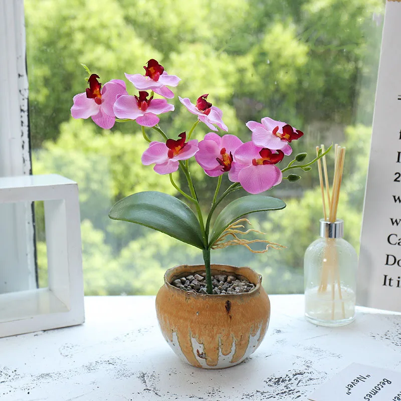 

New Product Simulation Flower Two-pronged Phalaenopsis Creative Ornament Simulation Plant Factory Direct Supply Of Silk Flower