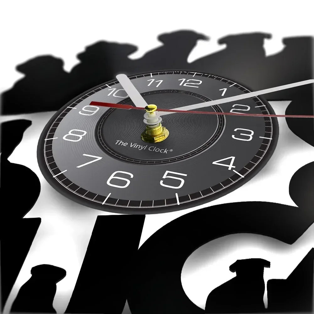 Настенные часы с виниловой пластиной и тихим механизмом в стиле ретро