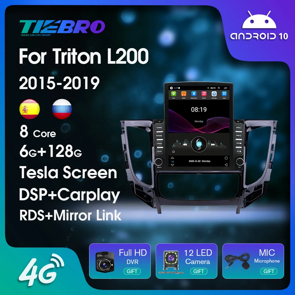 

Android Car Radio For Mitsubishi Triton L200 AT 2015-2019 Navigation GPS Multimedia Video Player Tesla Style Carplay Auto Radio