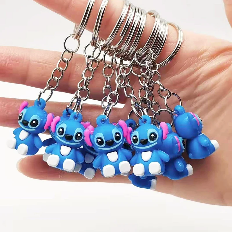 

Cute Cartoon Disnesy Stitch Mini Keychain Kawaii Doll Keyring Fashion Bag Cute Ornament Pandent for Girls Gifts Toys
