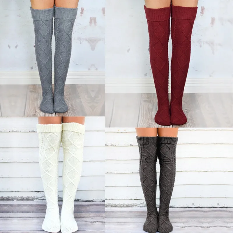 

New Solid Color Over-the-knee Socks Mid-tube Pile Socks Wool Socks