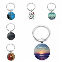 2019 new keychain christian bible verses reference glass cabochon keychain fashion key ring pendant pendant jewels gift