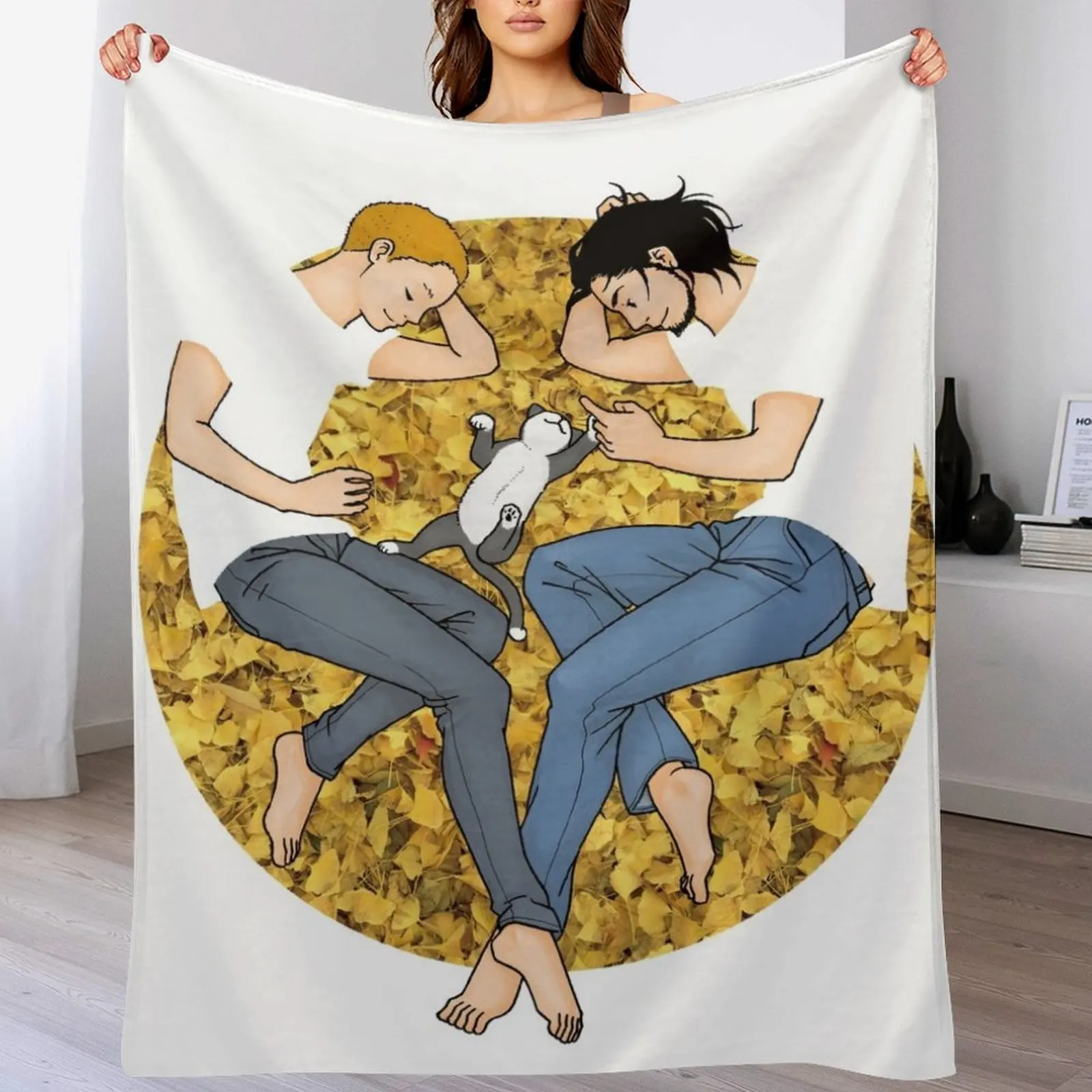 Одеяло Kiyosaki Выкидной плед с листьями на осень покрывала для кровати теплые