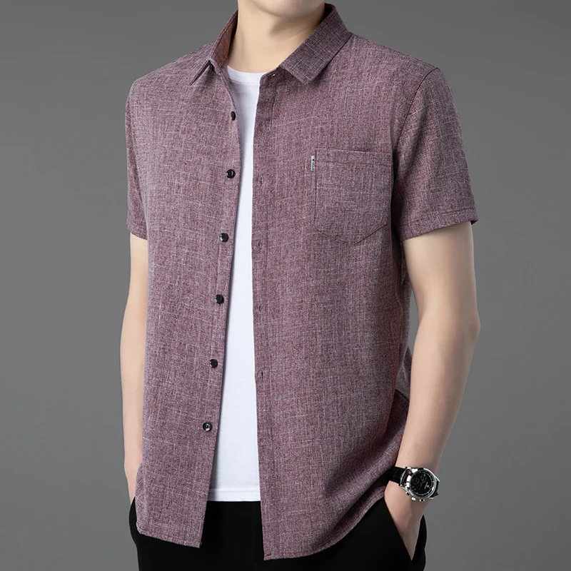 2025 летняя мужская модная футболка с короткими рукавами и откидным воротником