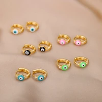 colorful enamel evil eye earrings for women stainless steel gold color turkish eyes small hoop earrings bohomian jewelry gift