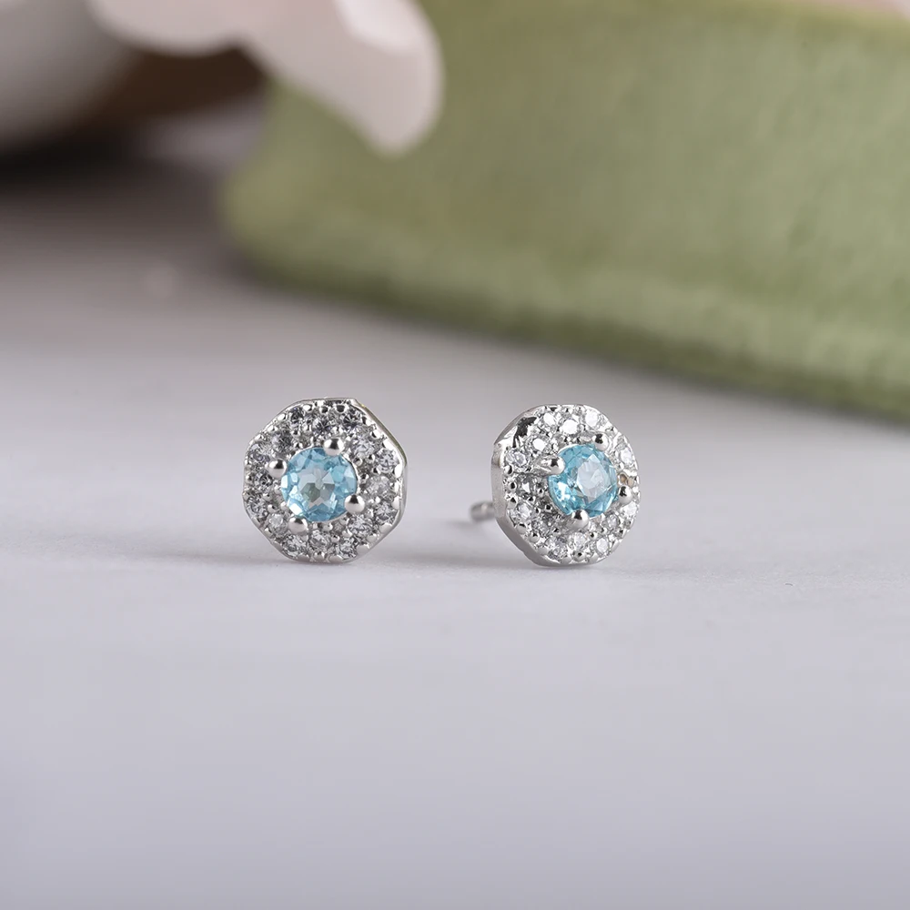 ITSMOS Aqua апатитовые серьги синие серьги-гвоздики кристалл крошечные бриллианты