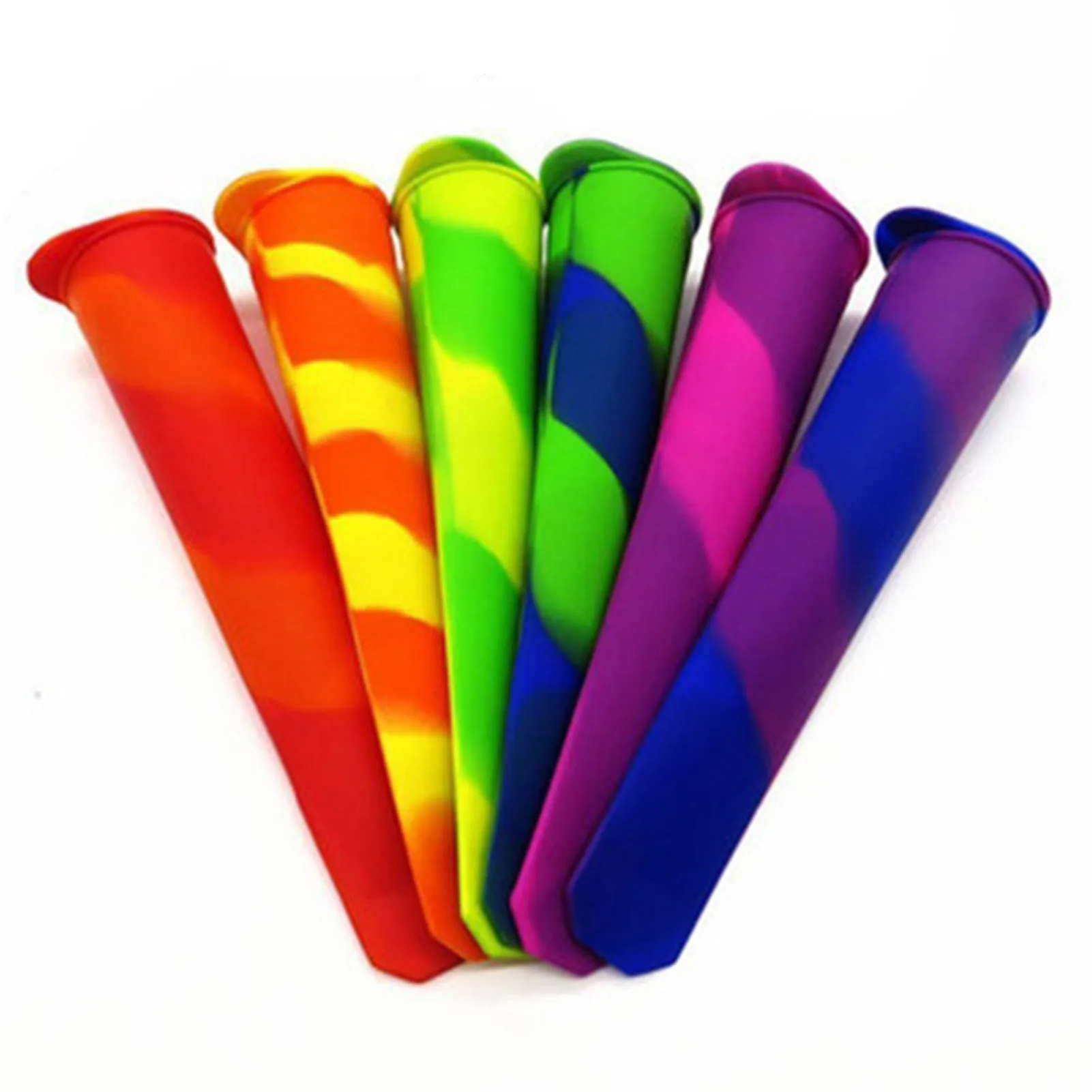 

6pcs Ice Popsicle Bar Silicone Mould Mixed Color Home-Made Popsicle Stick Mold Fun Gift for Kids and Adults