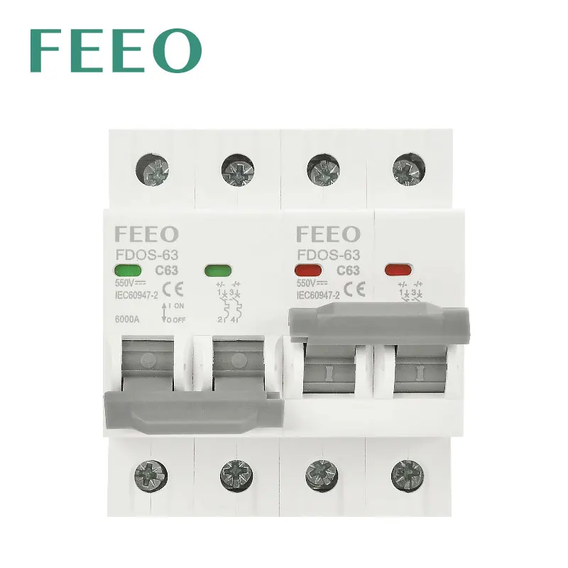 FEEO 2P + 2P 550V 63a DC двойной механический ручной переключатель МТС блокировка автоматический выключатель DC MCB Disjuntor