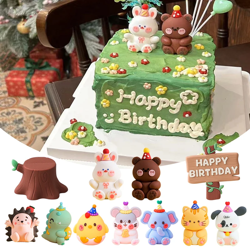 Украшения для торта в виде животных джунглей Лесной Фотофон обезьяна слон жираф