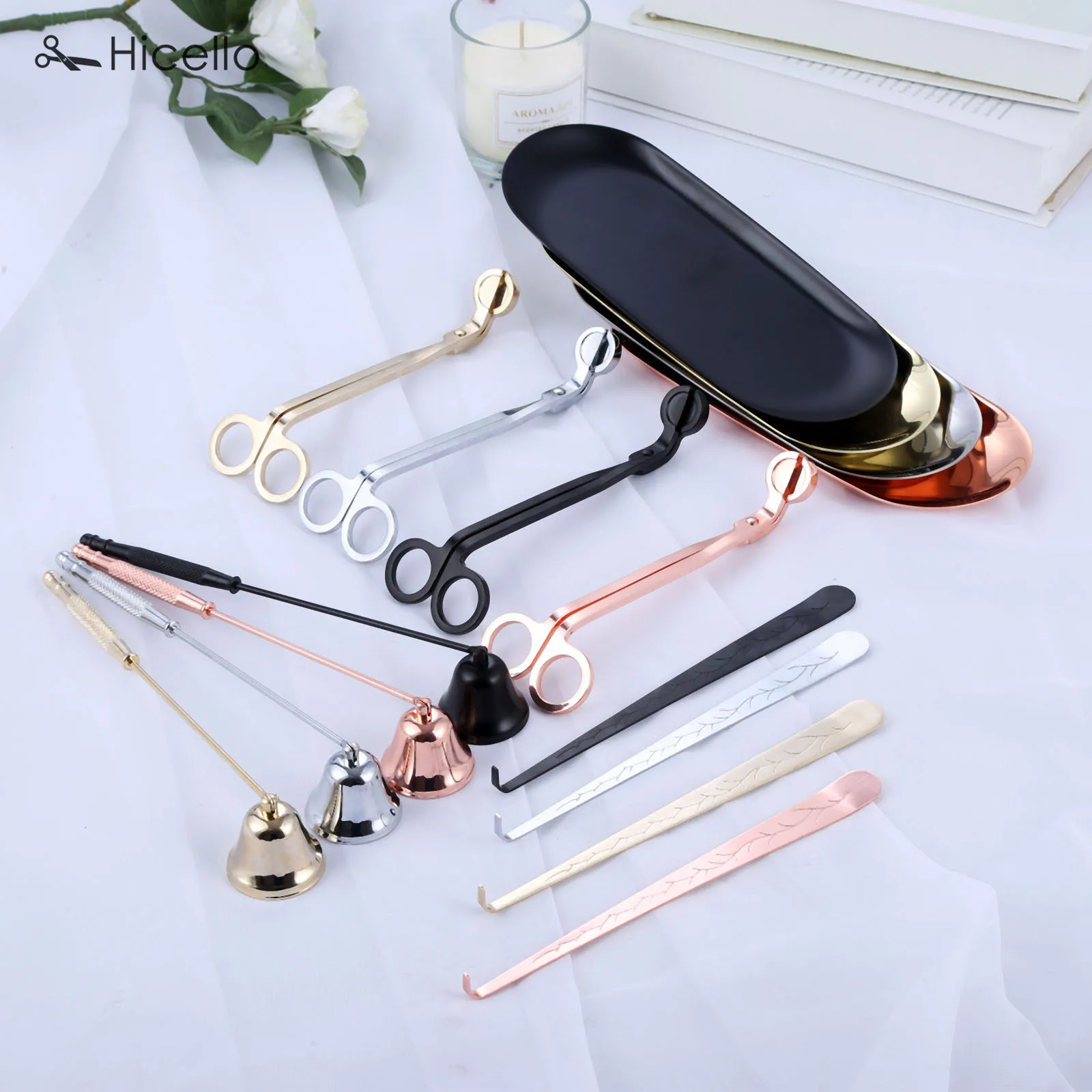 4pcs luxury candle accessory set candle extinguisher tool candle snuffer trimmer hook tray dipper home decor for party wedding free global shipping