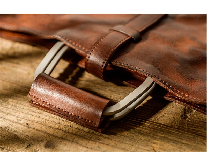 Vintage luxury genuine leather men's women's criefcase business casual high quality real cowhide lawyer work laptop handbag