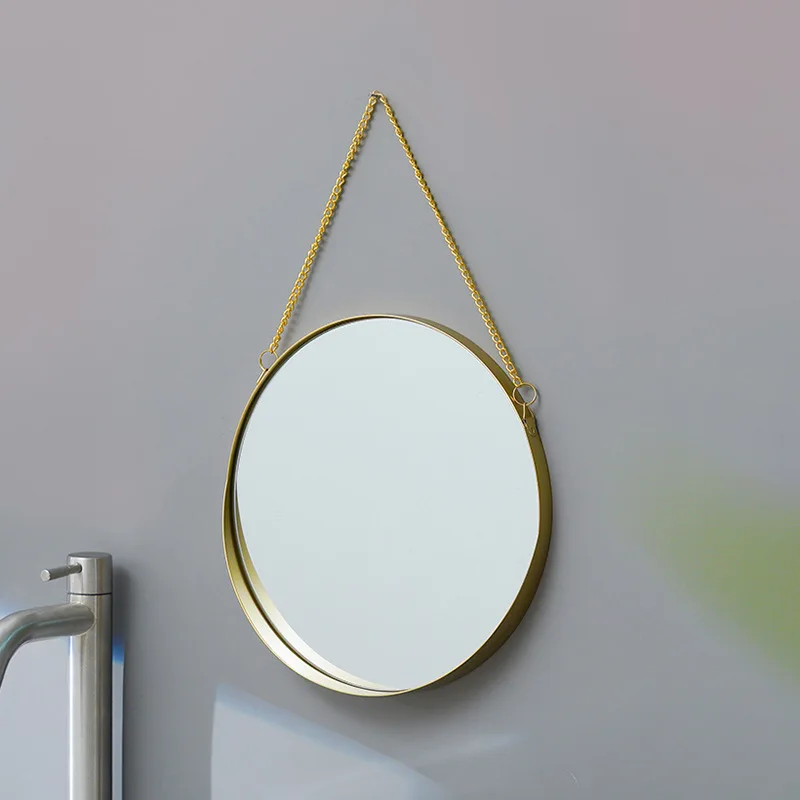

Nordic Light Luxury Iron Dormitory Dressing Mirror Wall Hanging Bathroom Wash Mirror Cosmetic Mirror Bathroom Mirror Bathroom Mi
