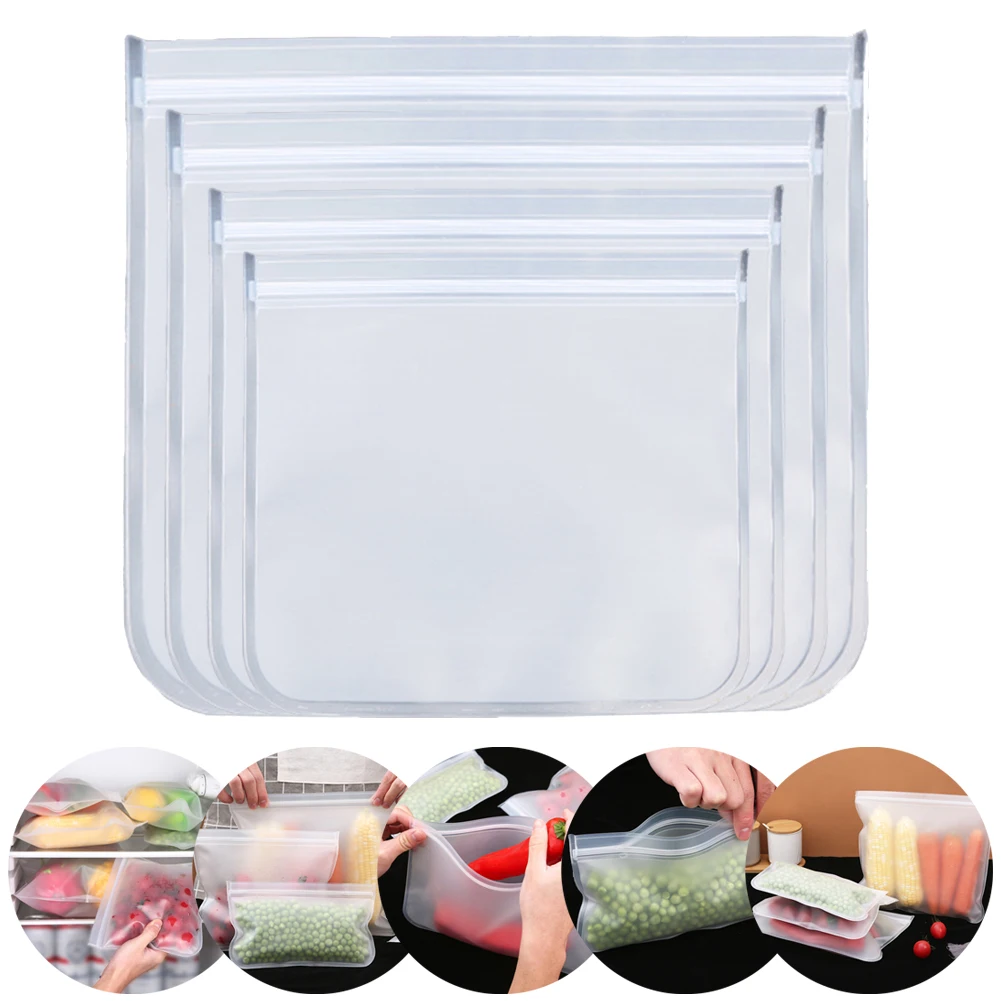 

1pc Storage Bags Reusable Thick Silicone Food Storage Bags Freezer Bag Leak Proof Sealed Bags High Quality