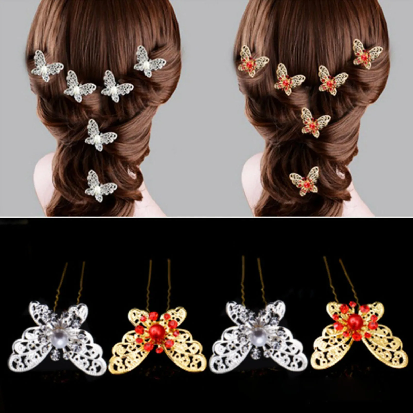 U-образная шпилька для волос в форме бабочки свадебные аксессуары Необычные