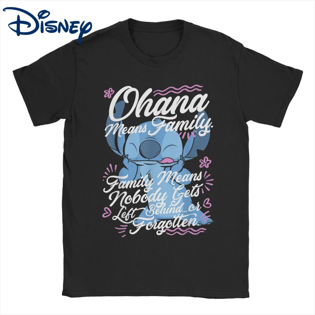 

Disney Lilo & Stitch Stitch Day Ohana Means T Shirt for Men Women 100% Cotton T-Shirts Cartoon Cute Tees Short Sleeve Tops